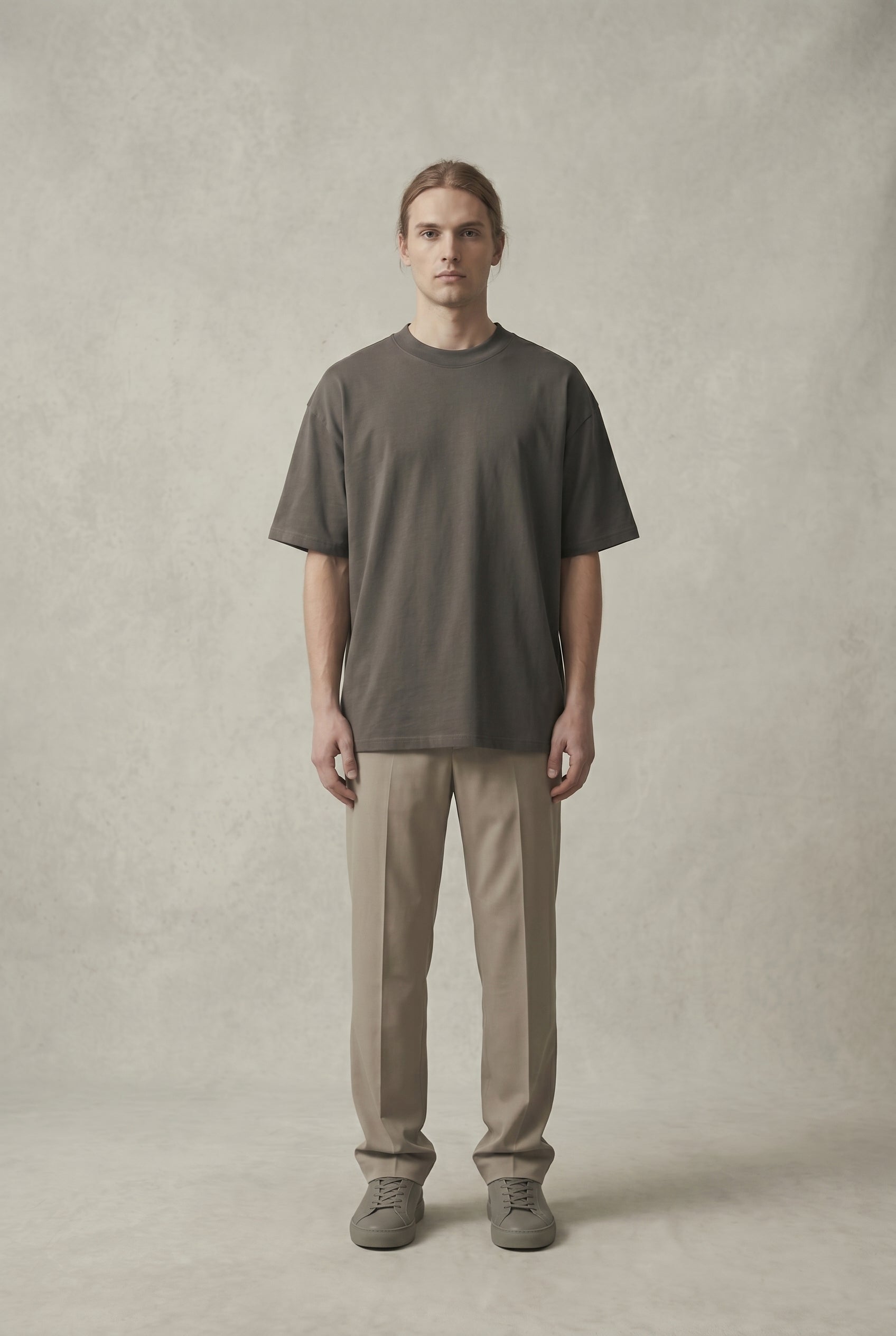 PROMPT:
Show this model from the front, t-shirt is clean in the front, there are no graphics, logos, or anything on the t-shirt..jpg